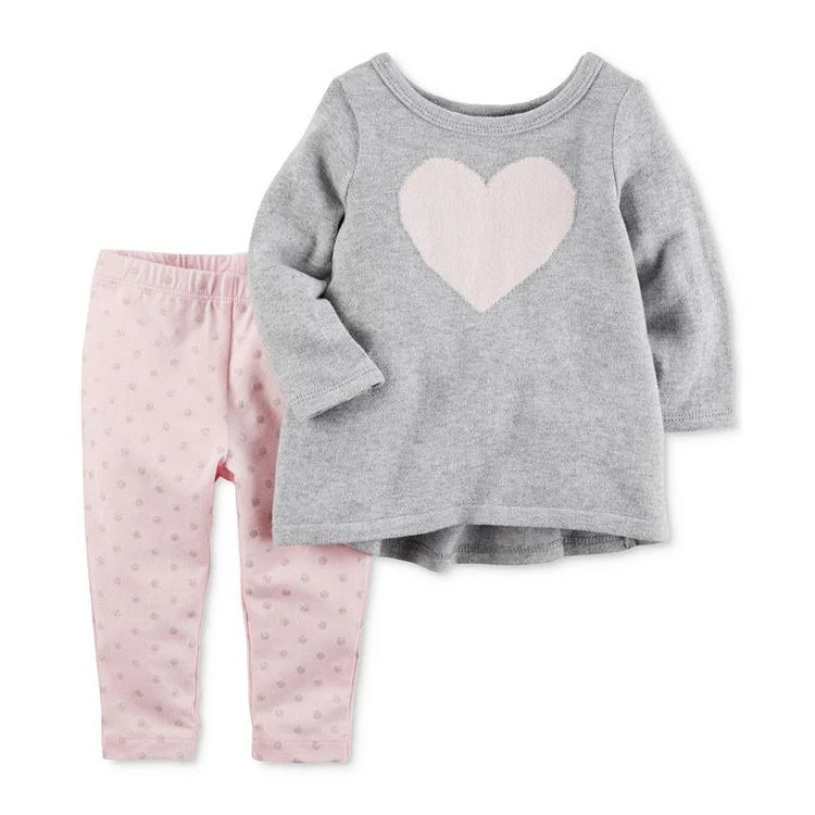 商品Carter's|2-Pc. Intarsia Heart Top & Leggings Set, Baby Girls,价格¥104,第1张图片