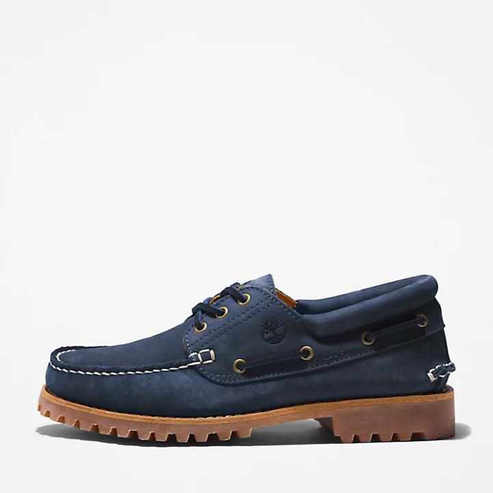 Timberland® 3-Eye Lug Handsewn Boat Shoe for Men in Navy商品第8张图片规格展示