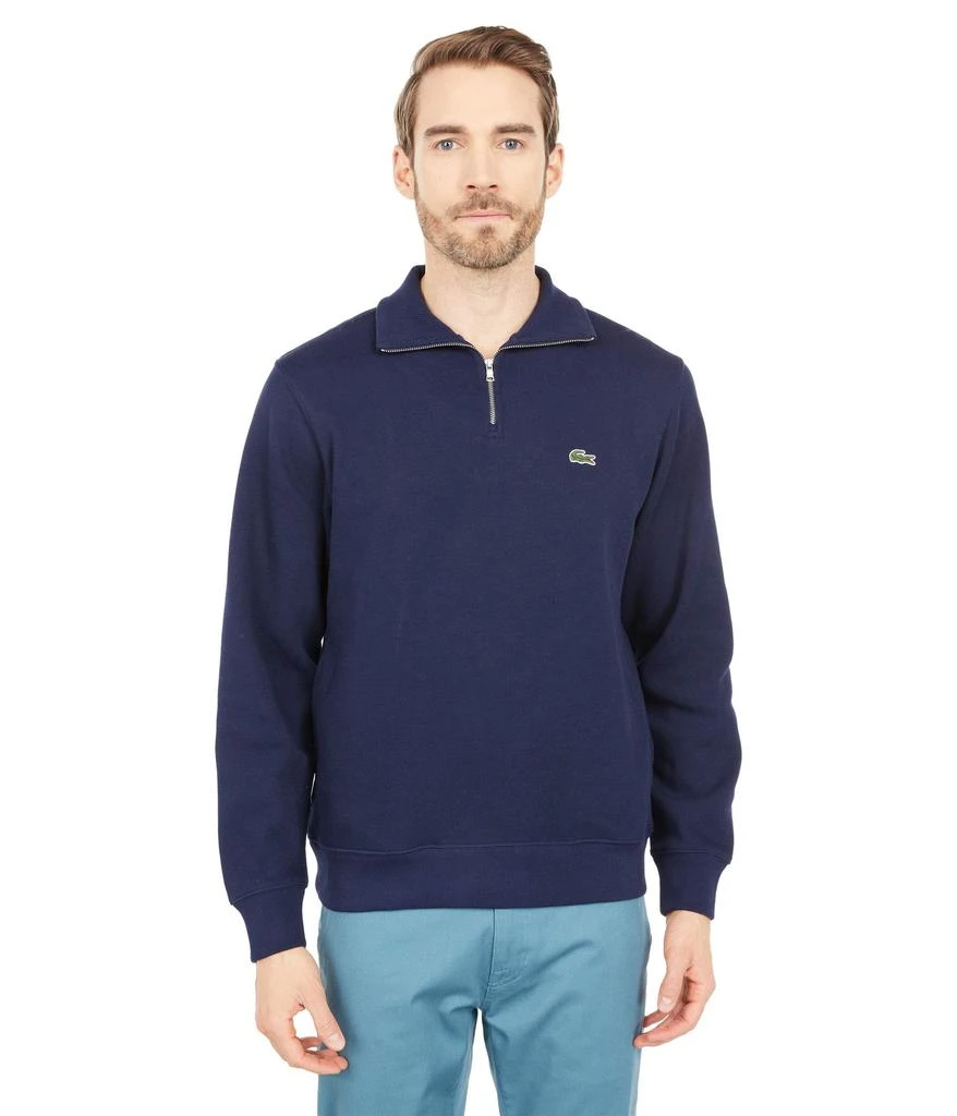商品Lacoste|Long Sleeve Solid 1/4 Zip Interlock Ribbed Sweatshirt,价格¥970,第1张图片