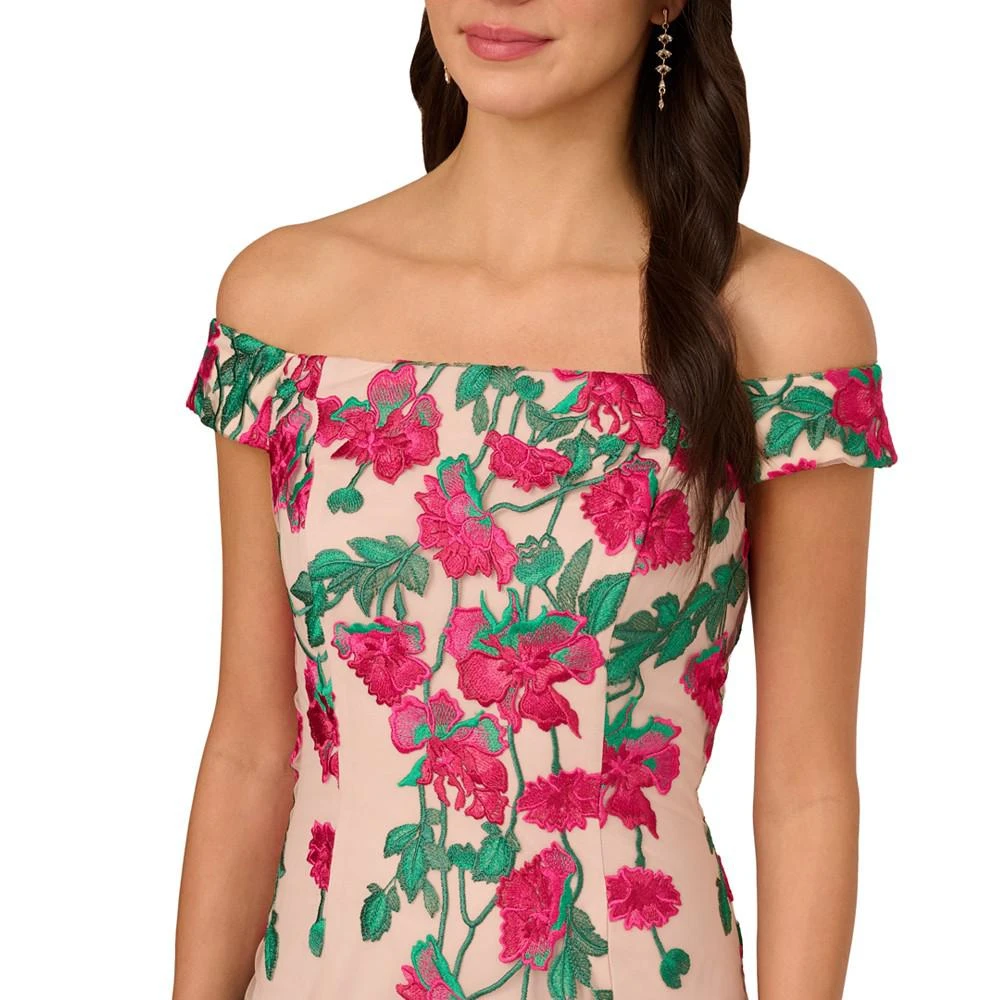 商品Adrianna Papell|Women's Cascading Florals Off-The-Shoulder Dress,价格¥891,第3张图片详细描述