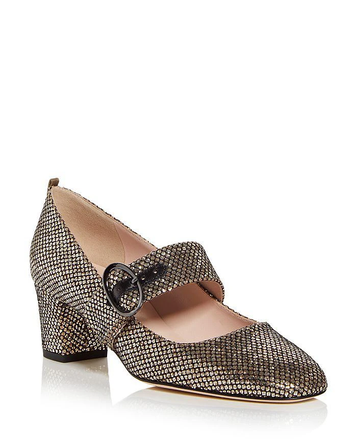 商品SJP by Sarah Jessica Parker|Tartt Metallic Mary Jane Mid Heel Pumps 复古闪亮粗跟鞋,价格¥2955,第1张图片