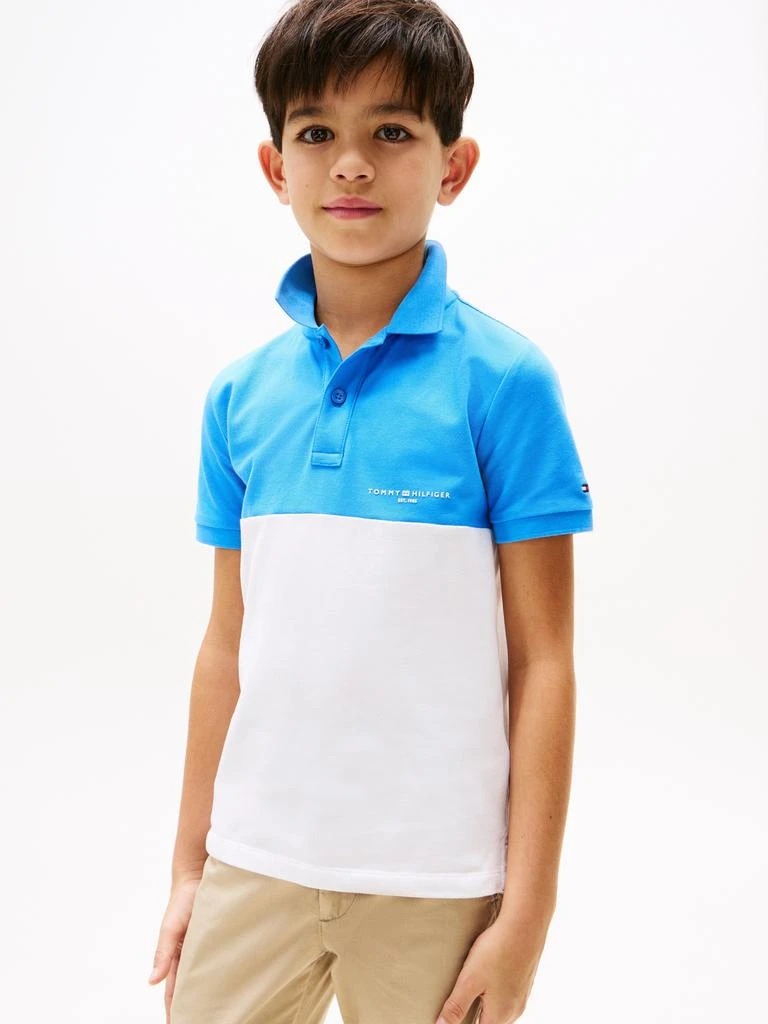 商品Tommy Hilfiger|Tommy Hilfiger Boys Colourblock Polo Shirt in Blue,价格¥296,第2张图片详细描述