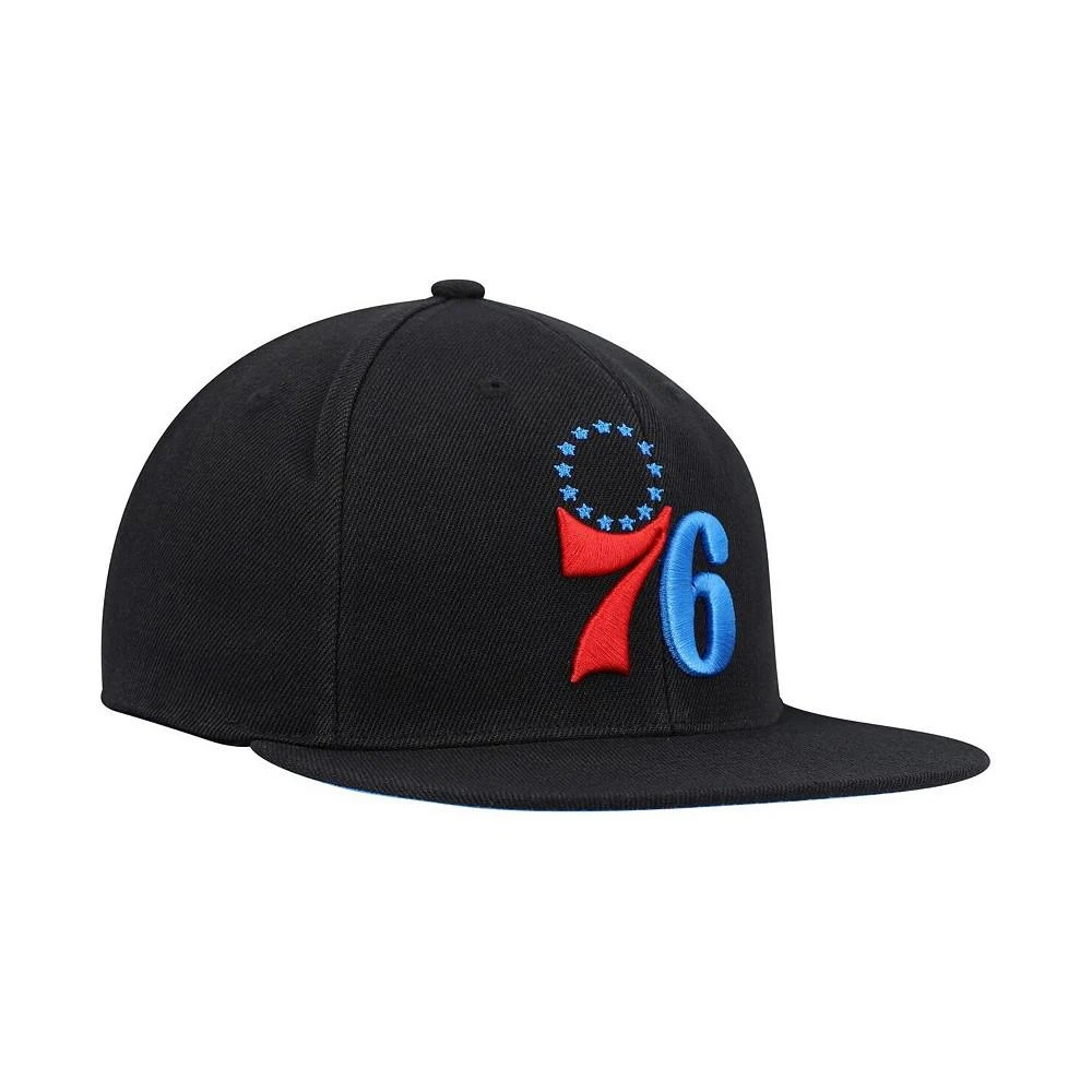 商品Mitchell and Ness|Men's Black Philadelphia 76ers Highlighter Team Pop Snapback Hat,价格¥240,第2张图片详细描述