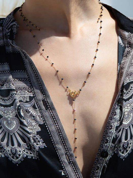 商品FANTASTIC PLANET|Black Crystal Y Necklace,价格¥494,第1张图片