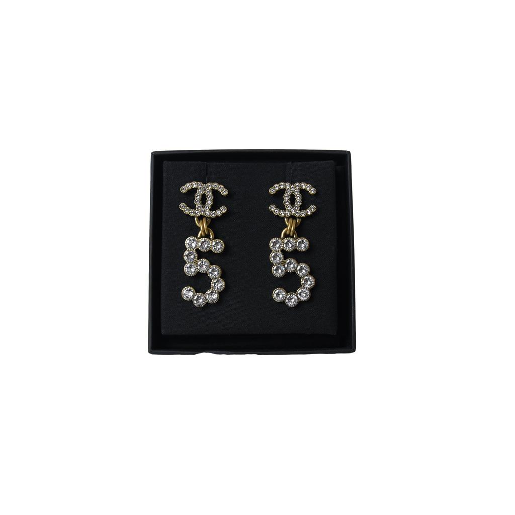 Chanel CC Logo Number No 5 Dangle Crystal Earring商品第1张图片规格展示