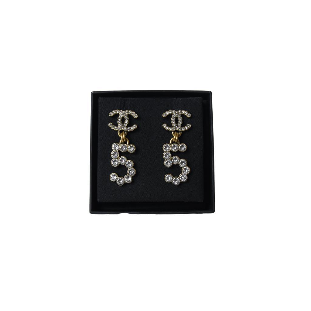 商品Chanel|Chanel CC Logo Number No 5 Dangle Crystal Earring,价格¥5495,第1张图片