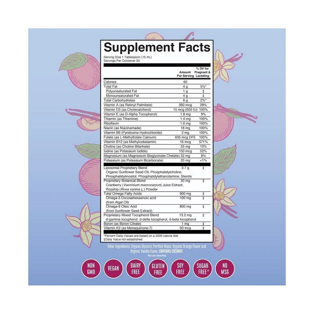 商品MaryRuth Organics|Prenatal Multivitamin Liposomal, Vanilla Peach, 16oz,价格¥335,第3张图片详细描述