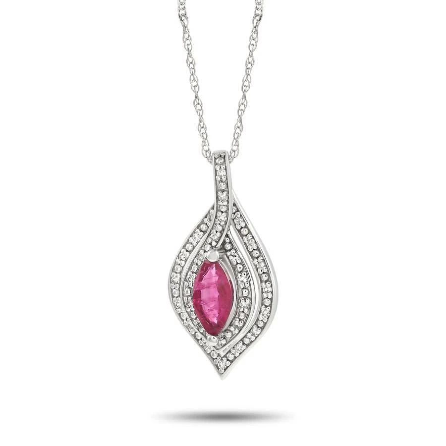 商品LB Exclusive|14K White Gold 0.08 ct Diamond and Ruby Necklace,价格¥2901,第1张图片