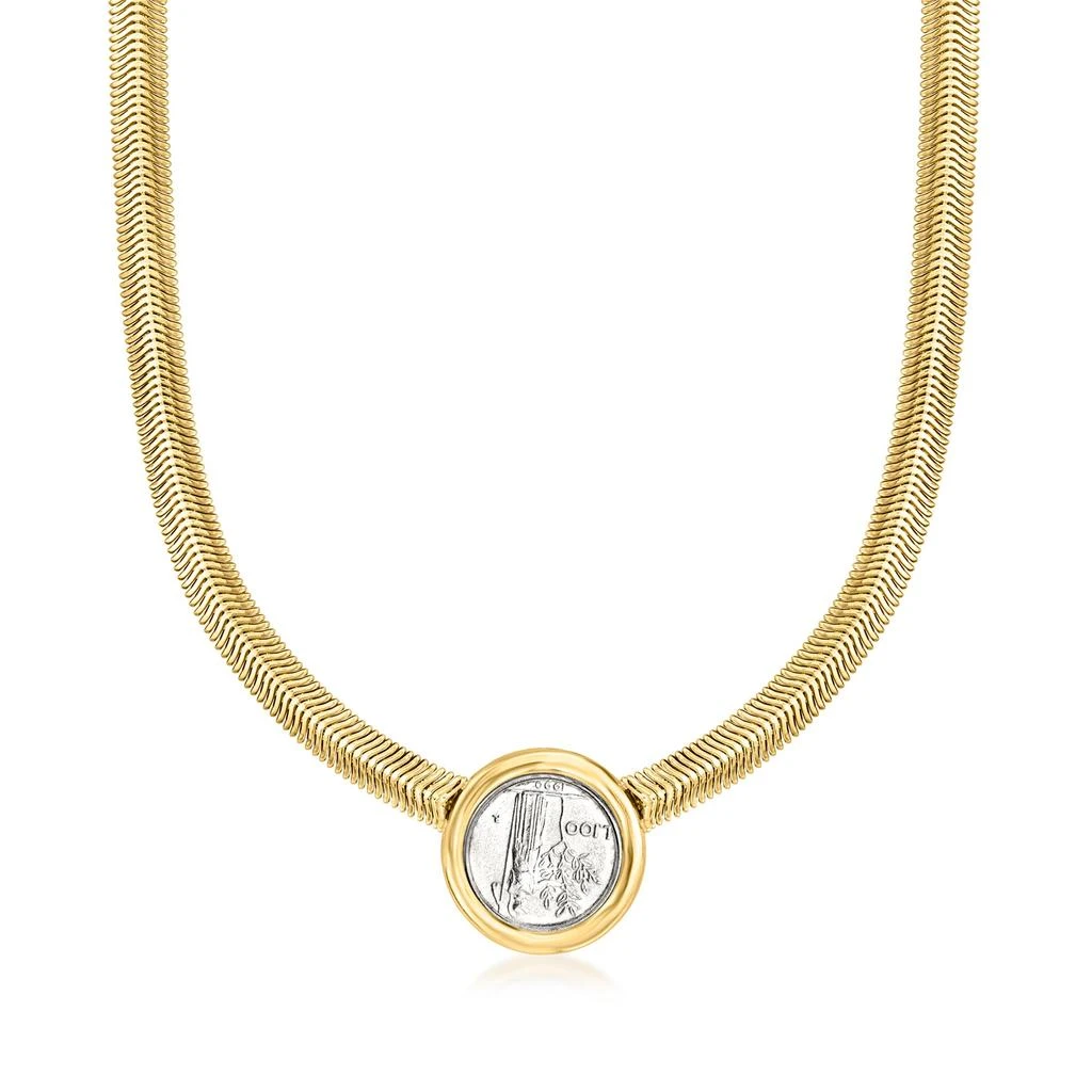 商品Ross-Simons|Ross-Simons Italian Genuine 100-Lira Coin Snake-Chain Necklace in 18kt Gold Over Sterling,价格¥2944,第3张图片详细描述