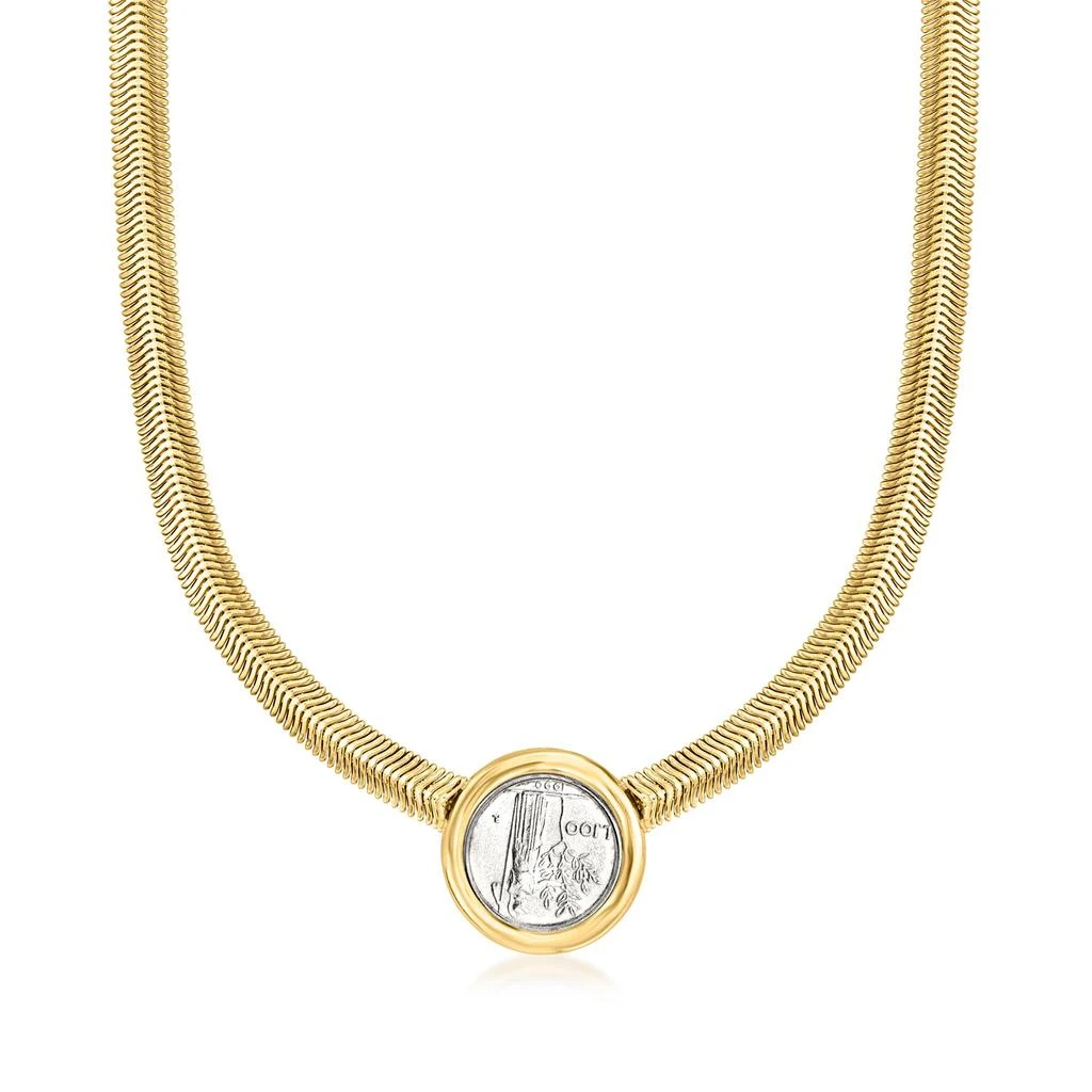 商品Ross-Simons|Ross-Simons Italian Genuine 100-Lira Coin Snake-Chain Necklace in 18kt Gold Over Sterling,价格¥1979,第3张图片详细描述