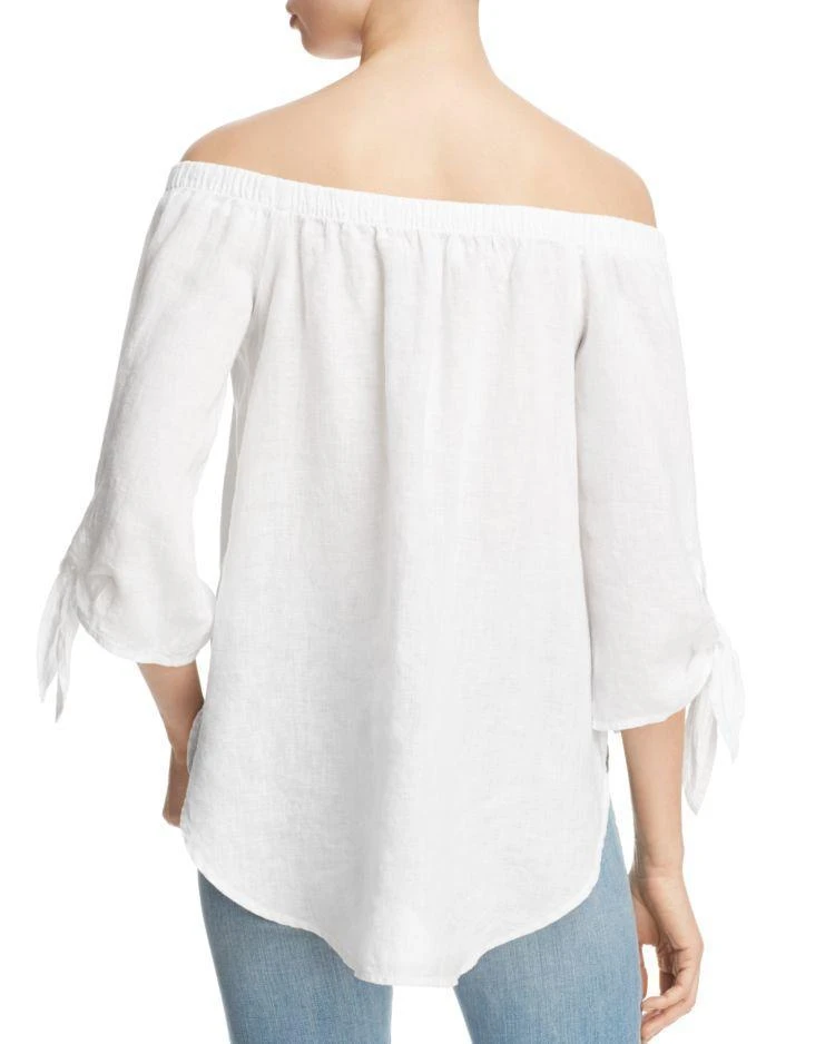 商品Side Stitch|Off-The-Shoulder Tie-Sleeve Linen Blouse - 100% Exclusive,价格¥375,第2张图片详细描述