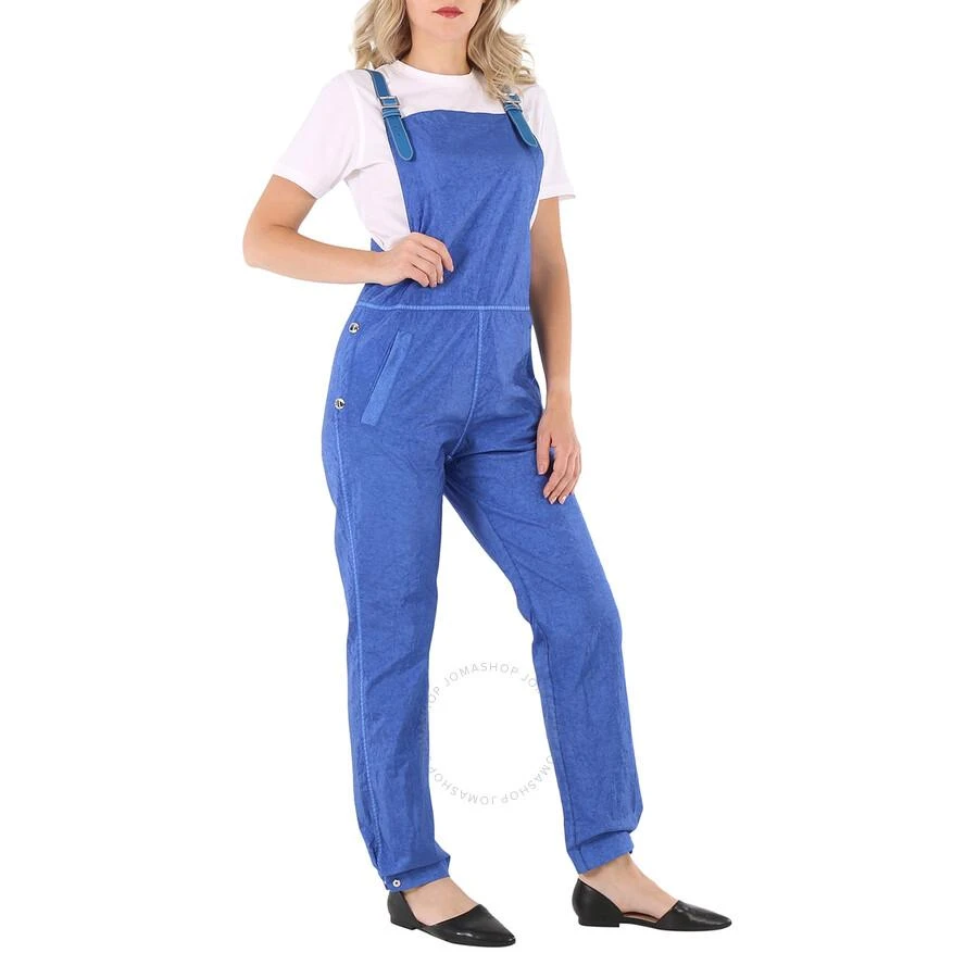 商品Burberry|Ladies Warm Royal Blue Leather-Trim Canvas Dungarees Jumpsuit,价格¥1154,第2张图片详细描述