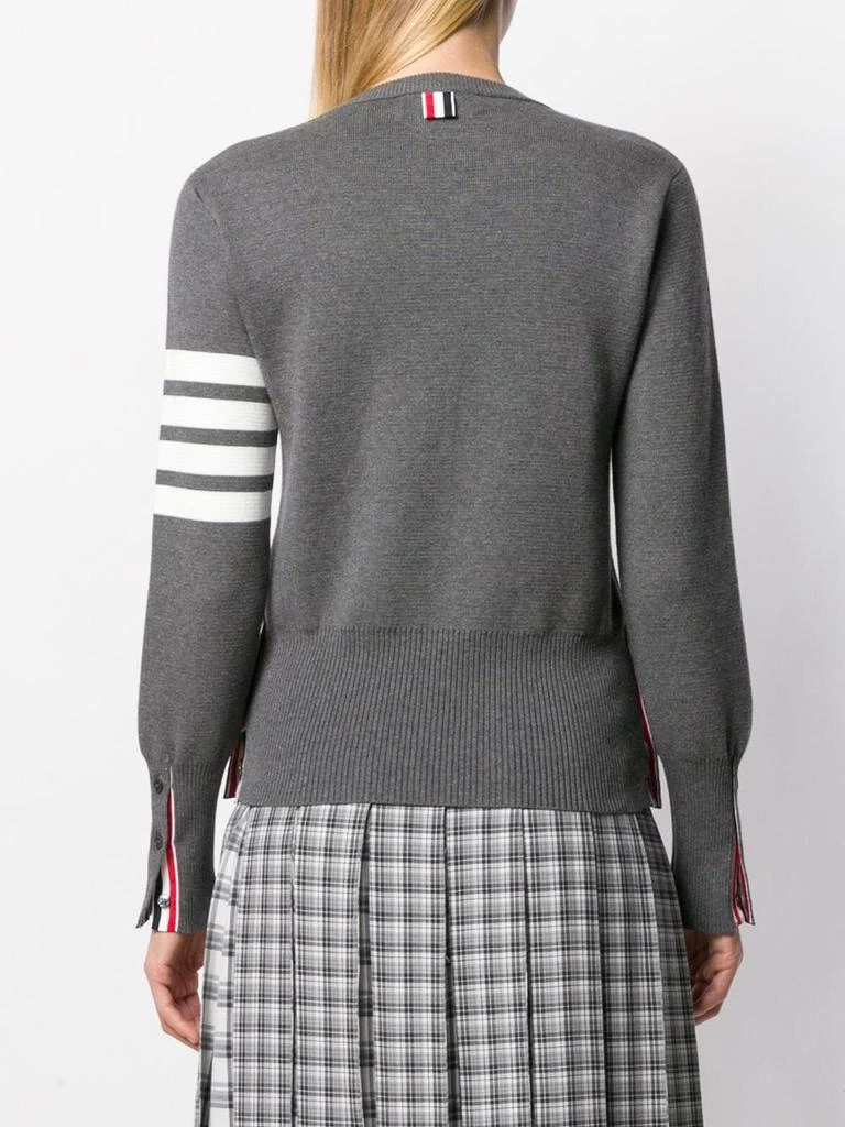 商品Thom Browne|THOM BROWNE WOMEN MILANO STITCH CLASSIC CREW NECK PULLOVER IN COTTON CREPE WITH 4 BAR,价格¥3743,第2张图片详细描述