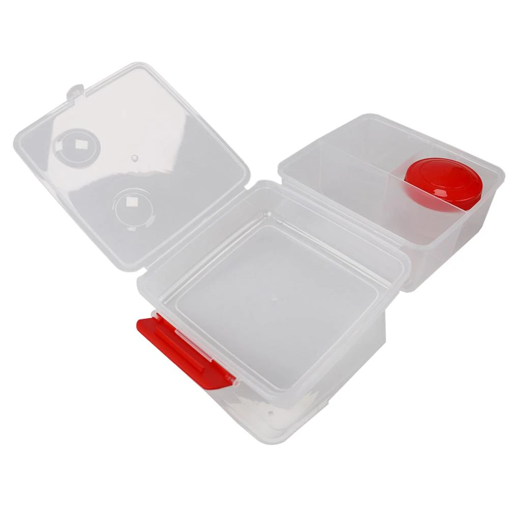 商品Home Basics|Home Basics Locking Multi-Compartment Plastic Lunch Box with Small Food Storage Container, Red,价格¥111,第3张图片详细描述