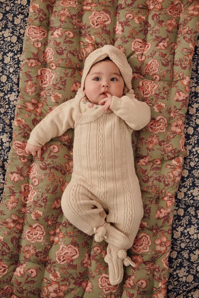 商品Louise Misha|婴幼儿 — 绞花针织棉质与羊绒连身衣,价格¥441,第6张图片详细描述