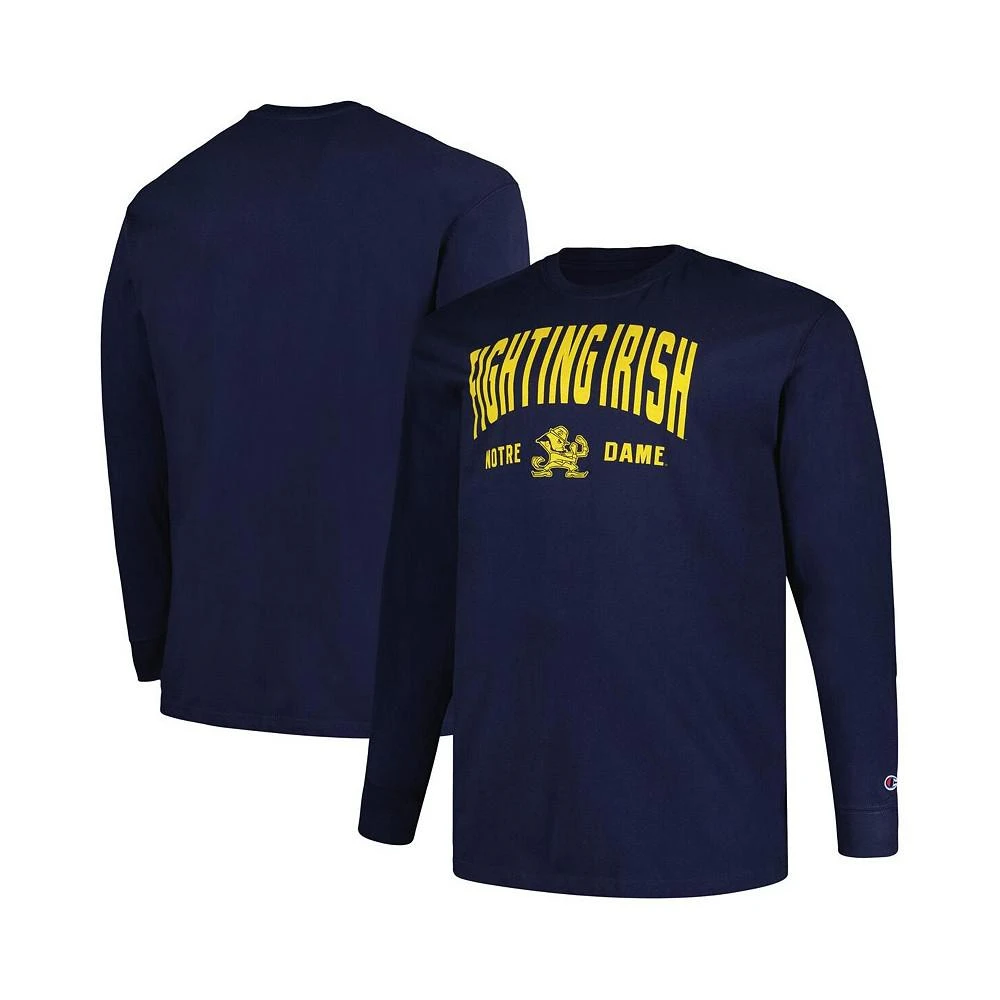 商品CHAMPION|Men's Navy Notre Dame Fighting Irish Big and Tall Arch Long Sleeve T-shirt,价格¥258,第1张图片