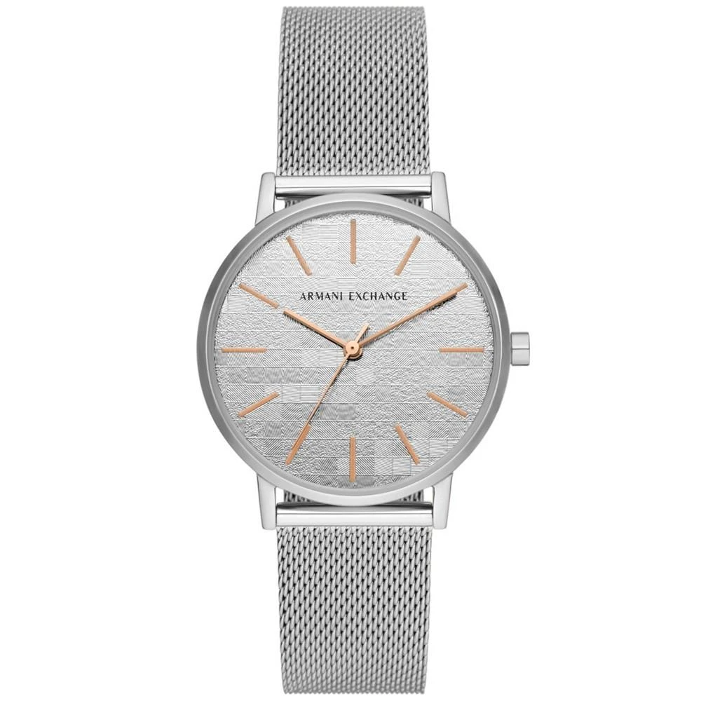 商品Armani Exchange|Women's Three-Hand Silver-Tone Stainless Steel Mesh Strap Watch, 36mm,价格¥1048,第1张图片