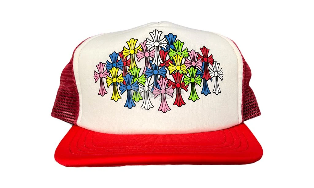 商品Chrome Hearts|Chrome Hearts Multi Cemetery White/Red Trucker Hat,价格¥3732,第1张图片