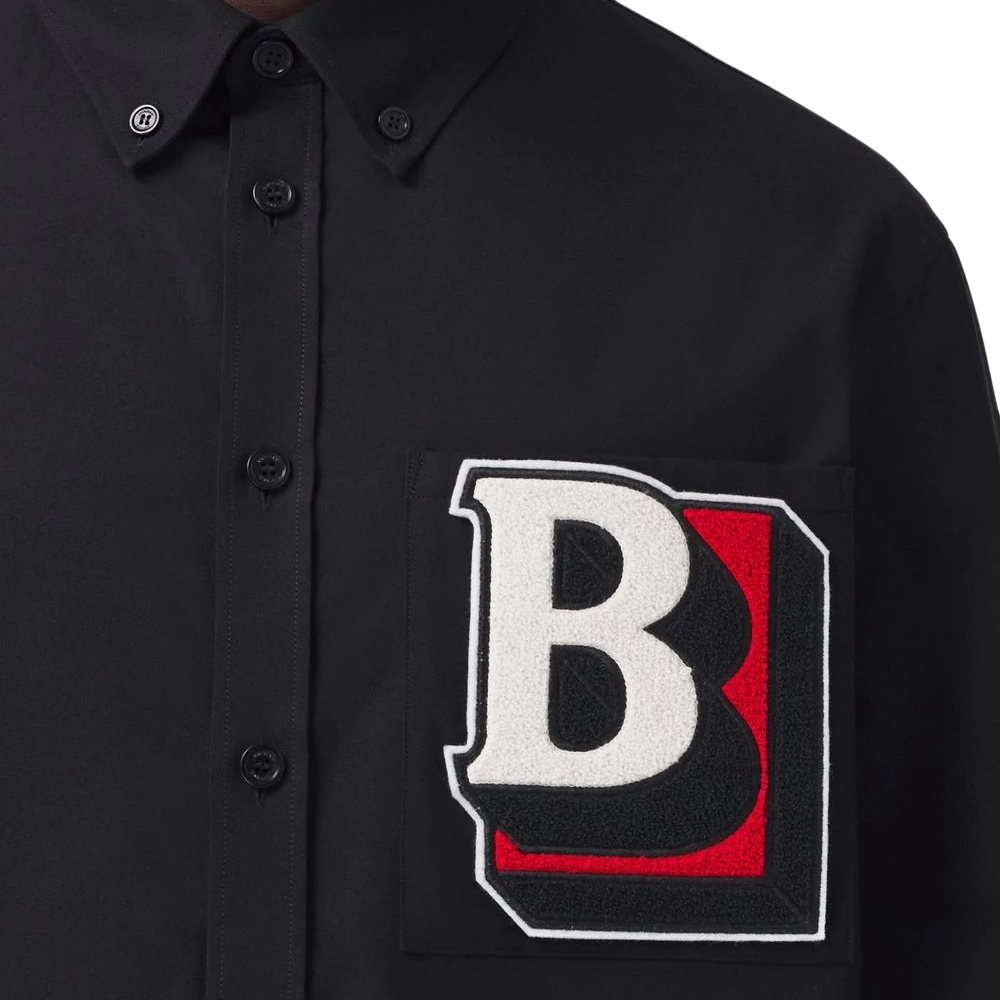 BURBERRY 男士黑色棉质长袖衬衫 8048118商品第3张图片规格展示