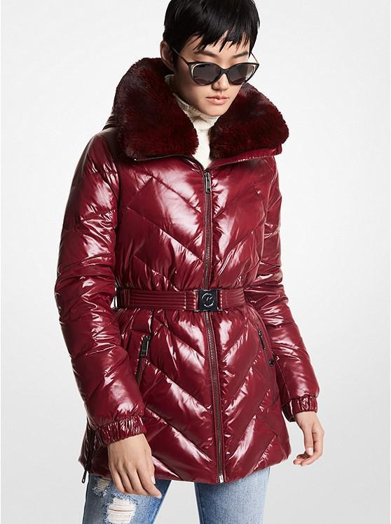 商品Michael Kors|Faux Fur Trim Chevron Quilted Nylon Belted Puffer Coat,价格¥1030-¥2573,第1张图片