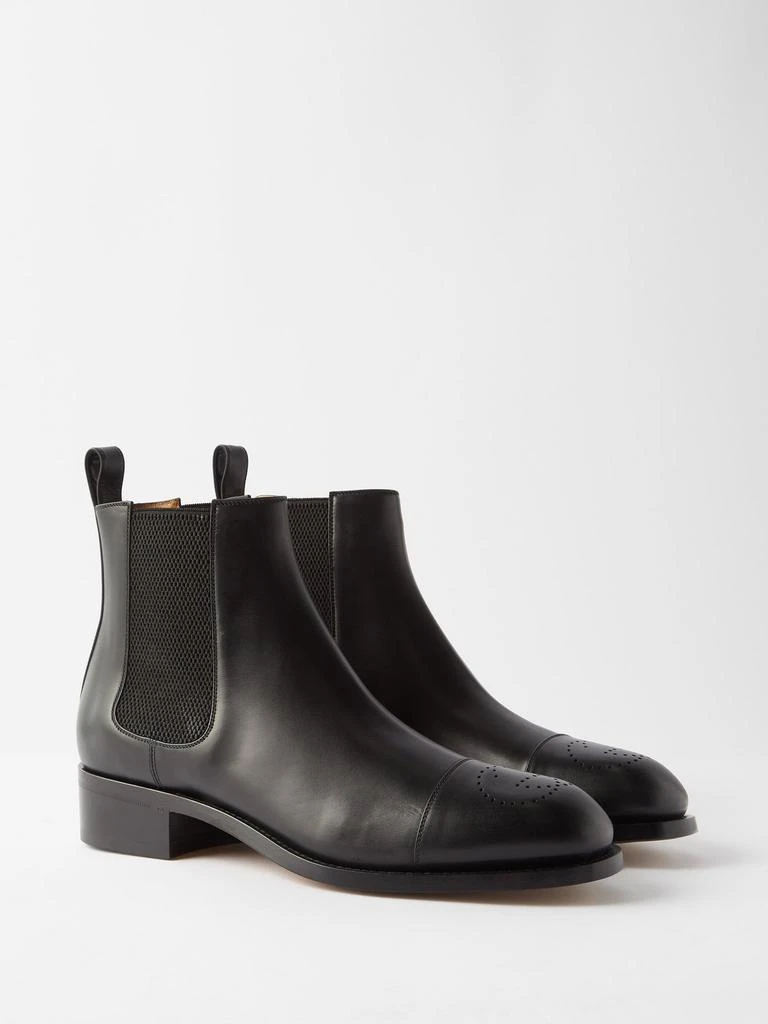 Perforated-logo leather Chelsea boots 商品