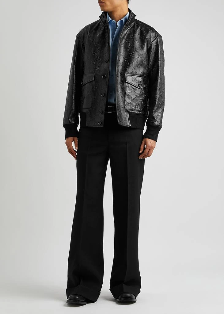商品Gucci|GG-monogrammed leather jacket,价格¥40709,第4张图片详细描述