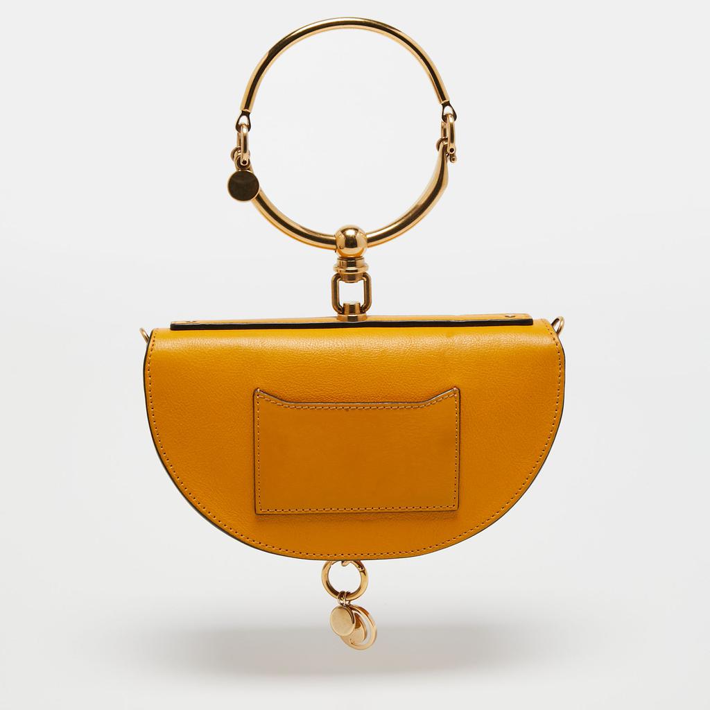 Chloe Mustard Yellow Leather Nile Bracelet Minaudière Crossbody Bag商品第4张图片规格展示