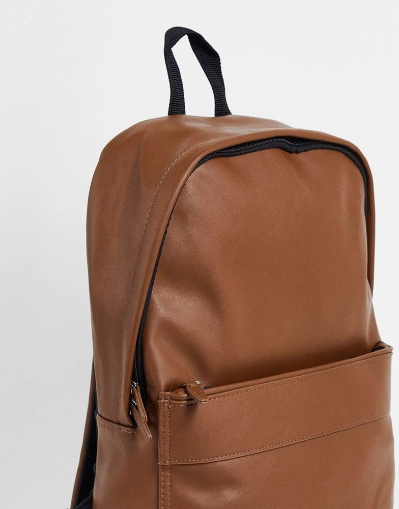 商品ASOS|ASOS DESIGN backpack in brown faux leather,价格¥197,第3张图片详细描述