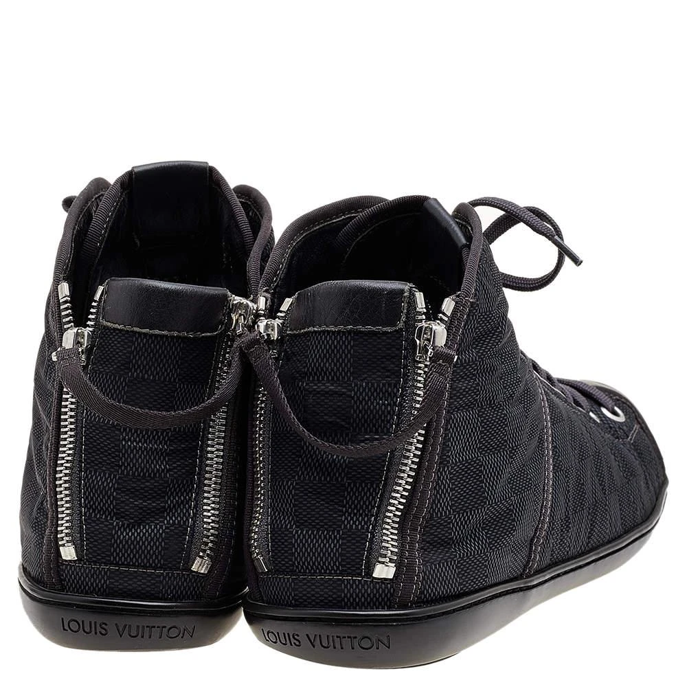 商品[二手商品] Louis Vuitton|Louis Vuitton Black/Grey Damier Graphite Fabric And Leather Trim Zip Up High Top Sneakers Size 44,价格¥3712,第5张图片详细描述