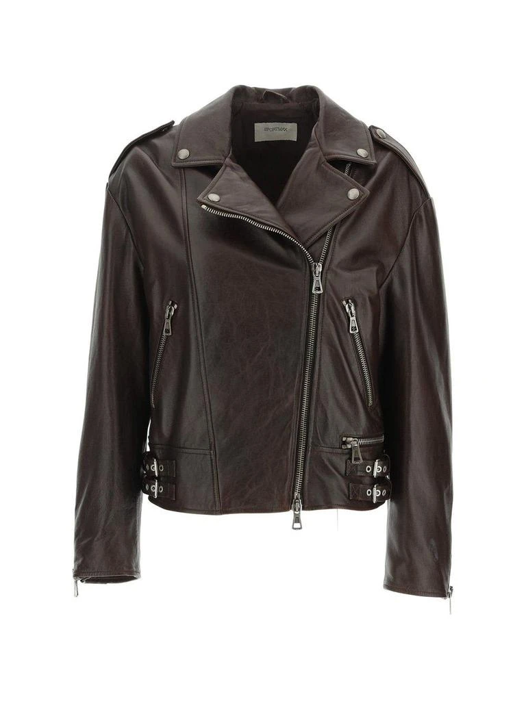 商品Max Mara|SportMax Zip-up Leather Biker Jacket,价格¥5331,第1张图片