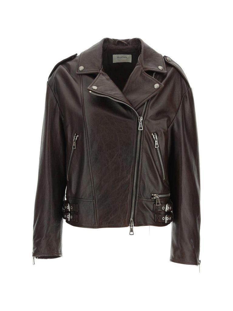 商品Max Mara|SportMax Zip-up Leather Biker Jacket,价格¥4858,第1张图片