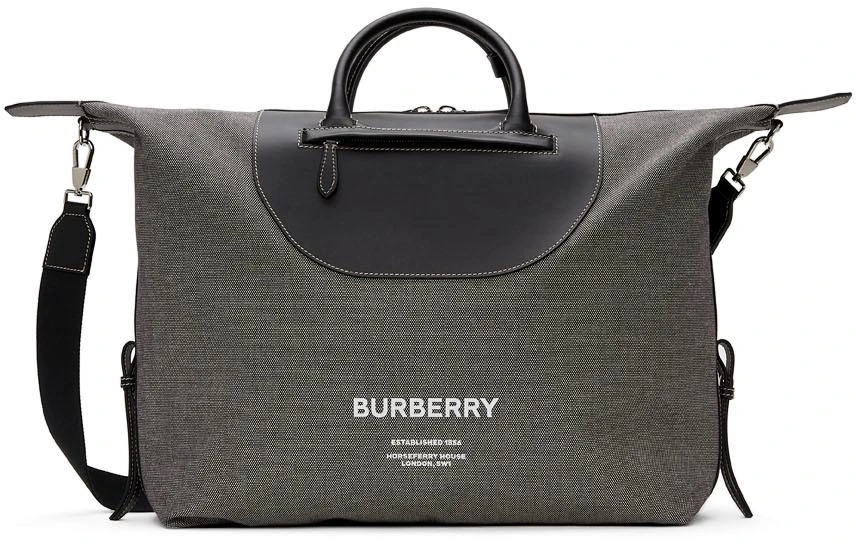 商品Burberry|灰色 Horseferry Print 托特包,价格¥16336,第1张图片