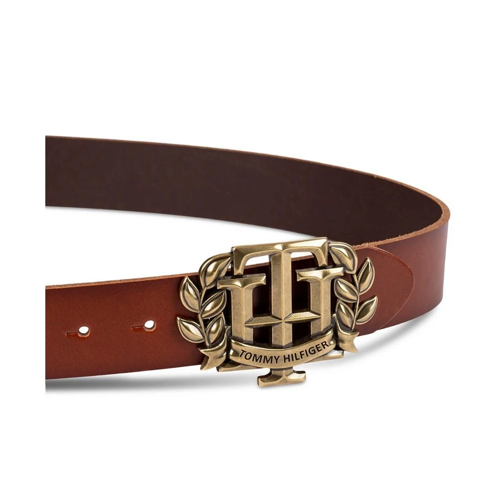 商品Tommy Hilfiger|Men's Iconic Monogram Crest Plaque Buckle Leather Belt,价格¥324,第3张图片详细描述