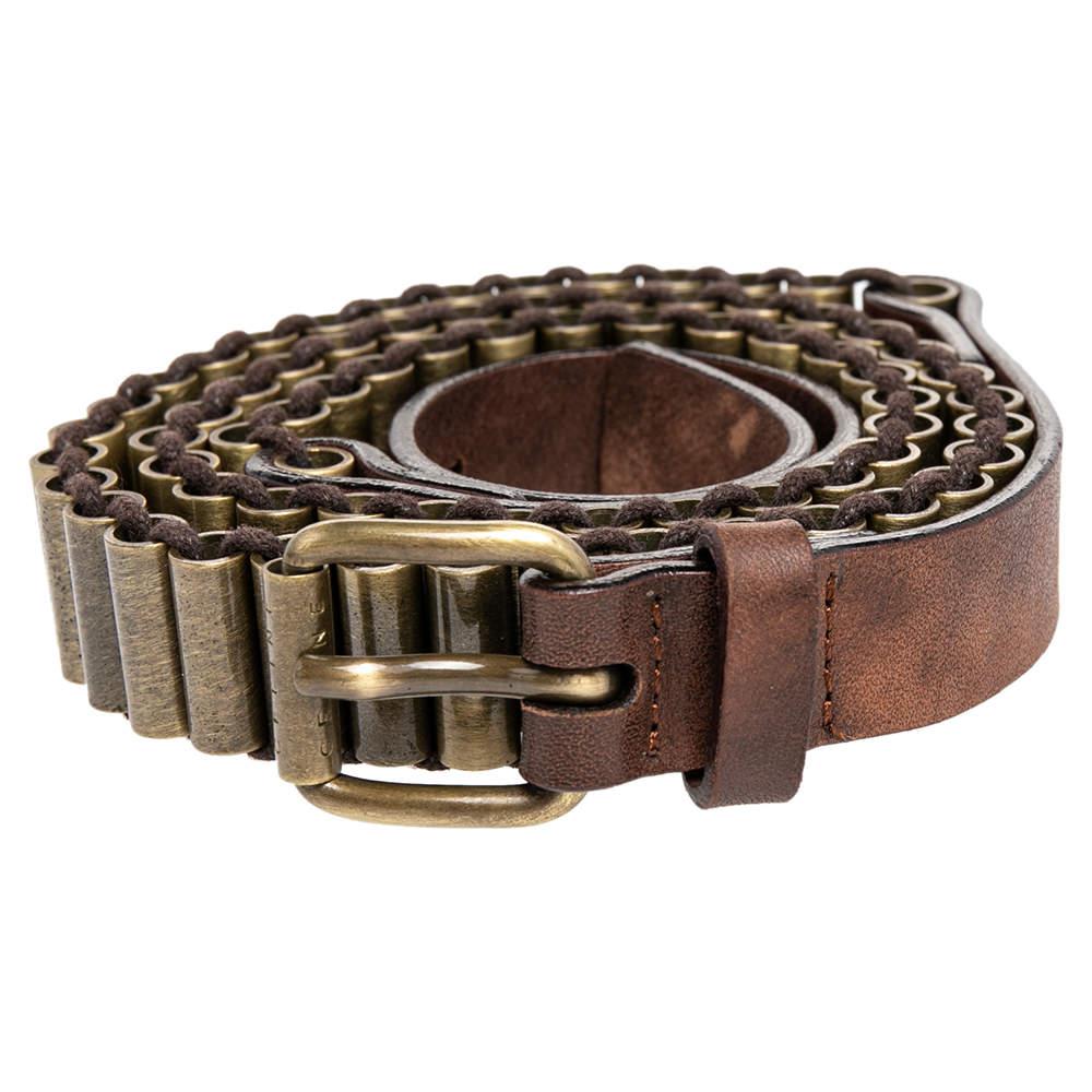 Celine Brown Metal And Leather Waist Belt 75 CM商品第2张图片规格展示