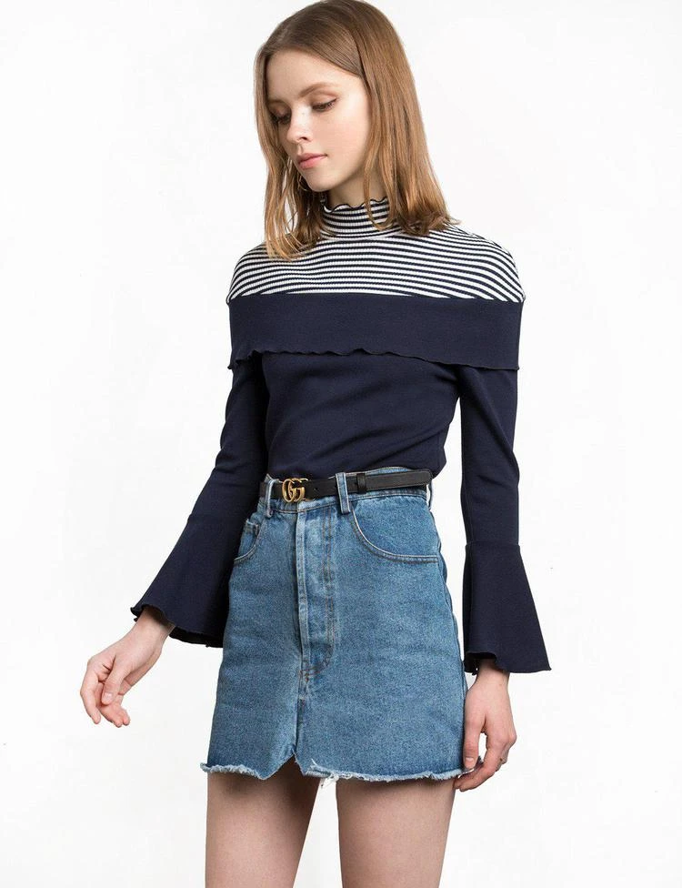 商品Pixie Market|Stripe Jersey Bell Sleeve Top,价格¥493,第2张图片详细描述