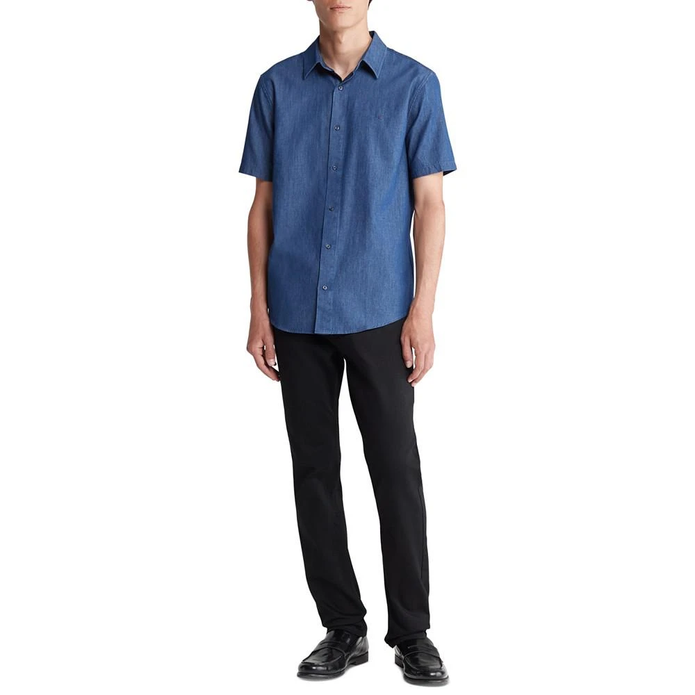 商品Calvin Klein|Men's Regular-Fit Solid Button-Down Chambray Shirt,价格¥592,第4张图片详细描述