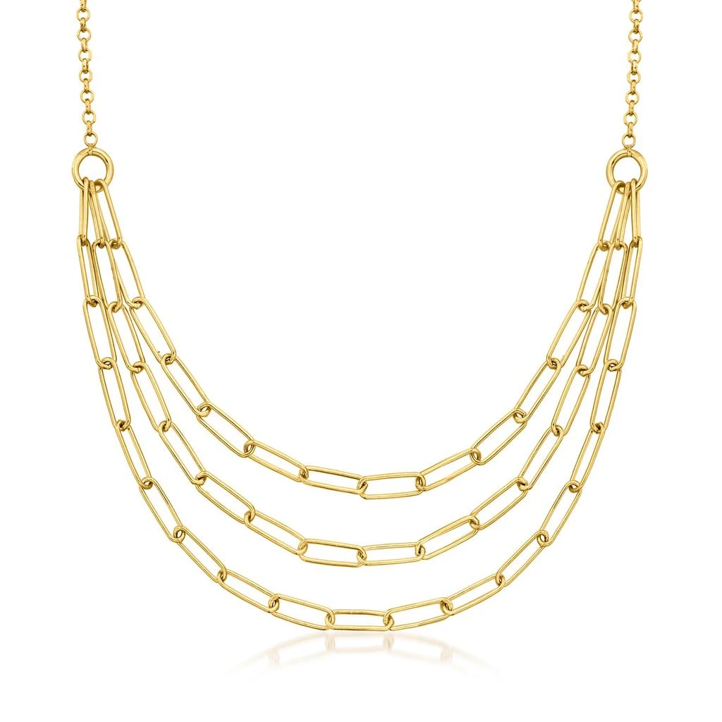 商品Ross-Simons|Ross-Simons Italian 18kt Gold Over Sterling Graduated Multi-Strand Paper Clip Link Necklace,价格¥783,第1张图片
