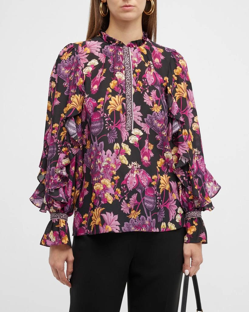 商品Kobi Halperin|Arden Floral-Print Ruffle-Trim Blouse,价格¥3551,第1张图片