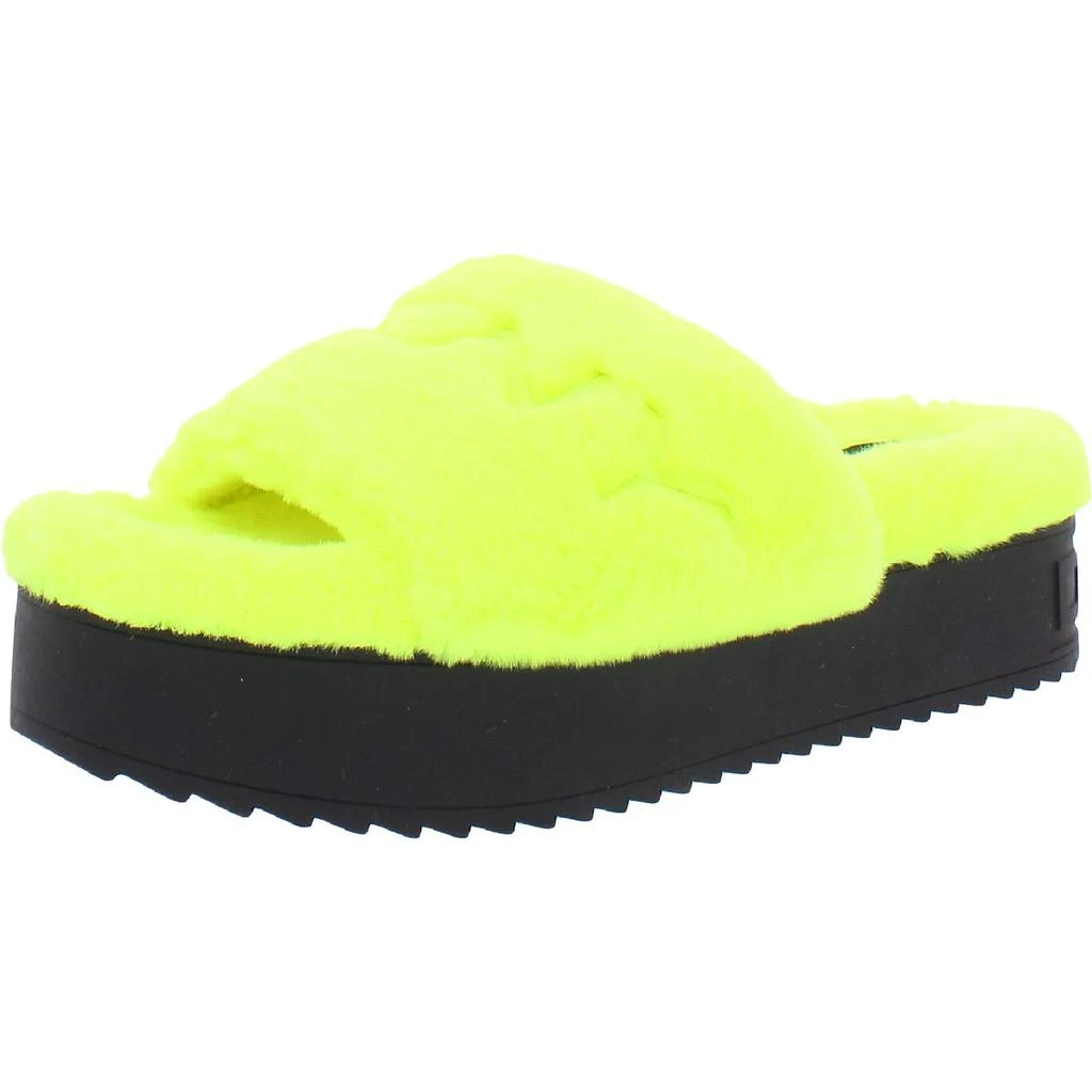 商品DKNY|DKNY Womens Palz Faux Fur Fluorescent Slide Slippers,价格¥266,第2张图片详细描述