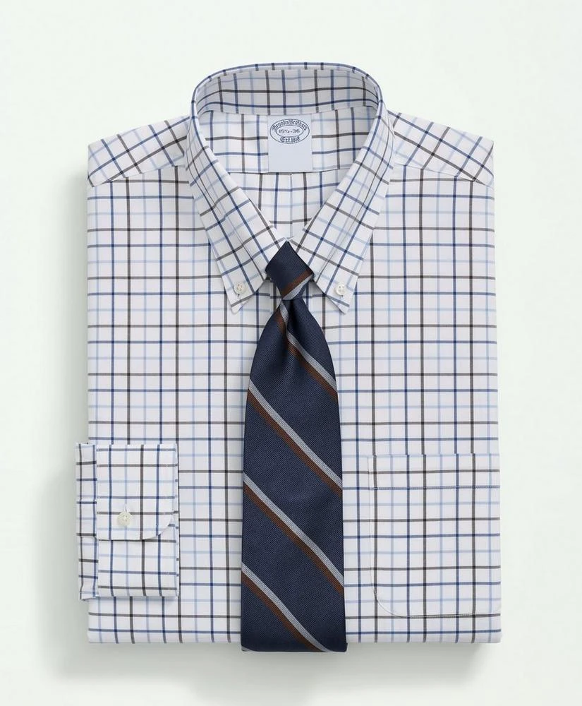 商品Brooks Brothers|Stretch Supima® Cotton Non-Iron Pinpoint Polo Button-Down Collar, Windowpane Dress Shirt,价格¥910,第1张图片