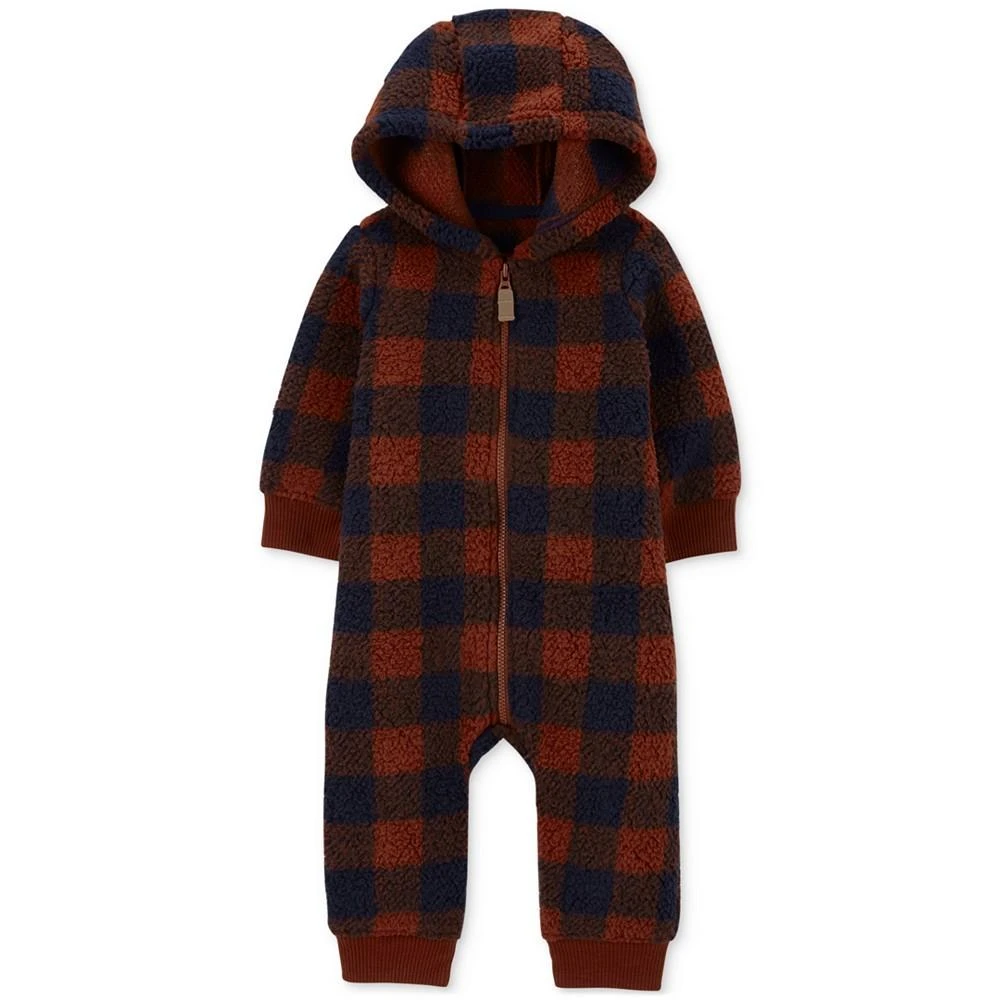 商品Carter's|Baby Boys Hooded Sherpa Fleece Zip-Up Jumpsuit,价格¥103,第1张图片