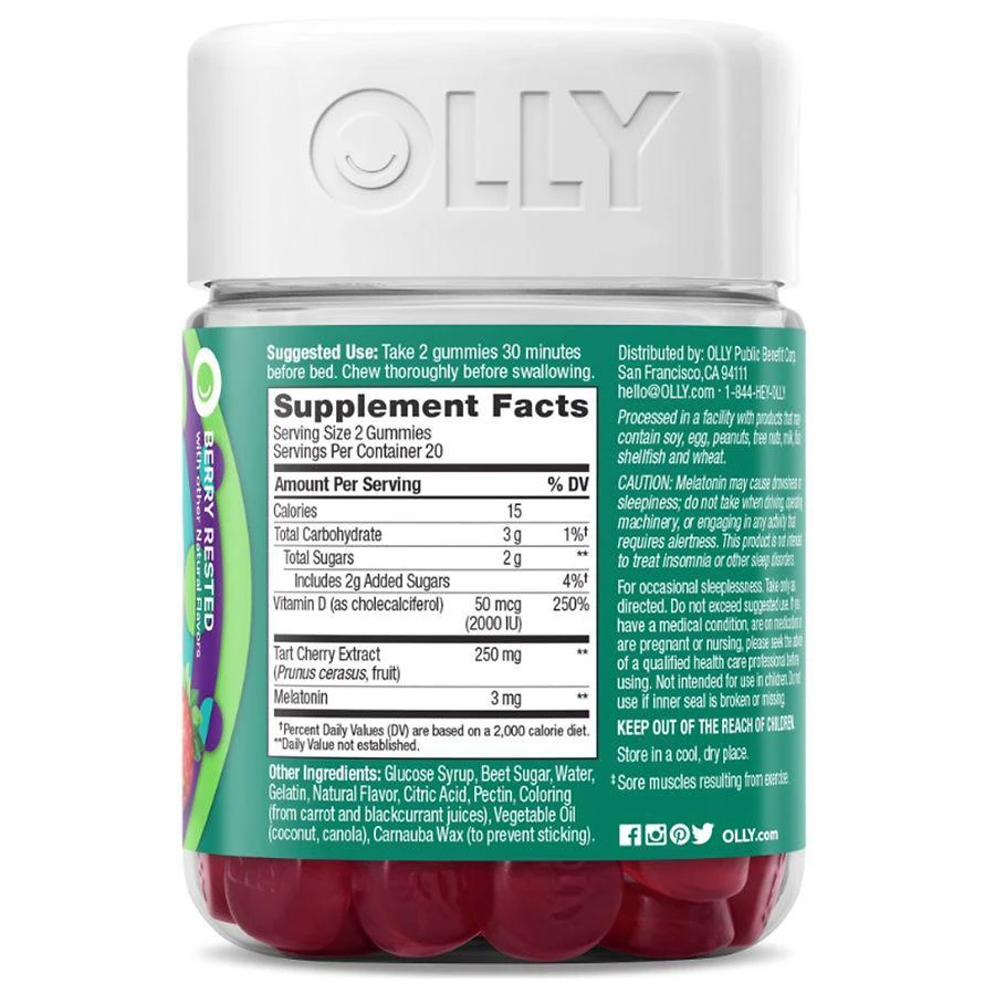 商品OLLY|Muscle Recovery Sleep Berry Rested,价格¥117,第2张图片详细描述