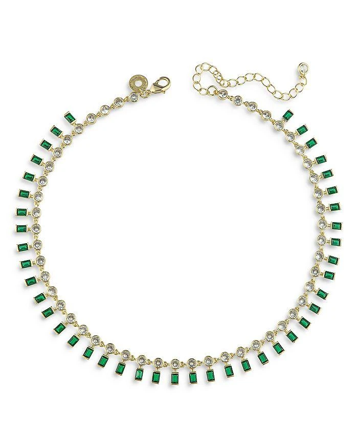 商品Kenneth Jay Lane|Round & Emerald Cut Cubic Zirconia Choker Necklace in 14K Gold Plated, 14"-17",价格¥3108,第1张图片详细描述