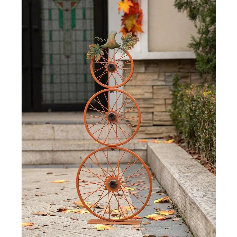 商品Glitzhome|Fall Metal Bicycle Wheel Pumpkin Porch Decor, 33.75'',价格¥365,第5张图片详细描述
