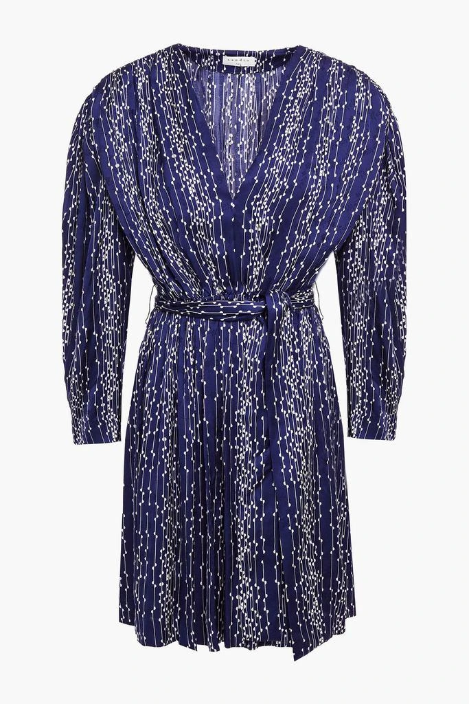 商品Sandro|Angel gathered printed satin-jacquard mini dress,价格¥1323,第3张图片详细描述