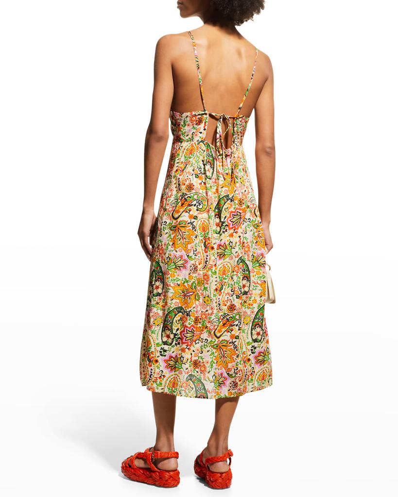 Baila Floral Button-Front A-Line Midi Dress商品第4张图片规格展示