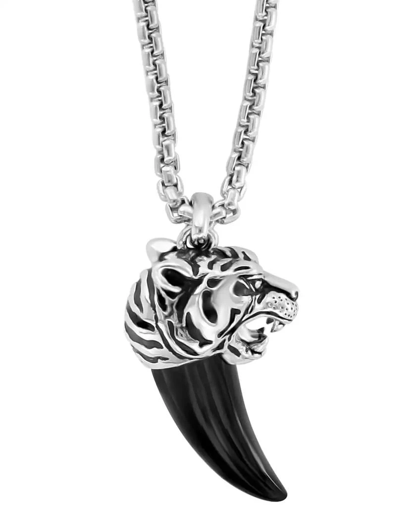 商品Effy|EFFY® Men's Onyx Claw Tiger 22" Pendant Necklace in Sterling Silver,价格¥4757,第1张图片