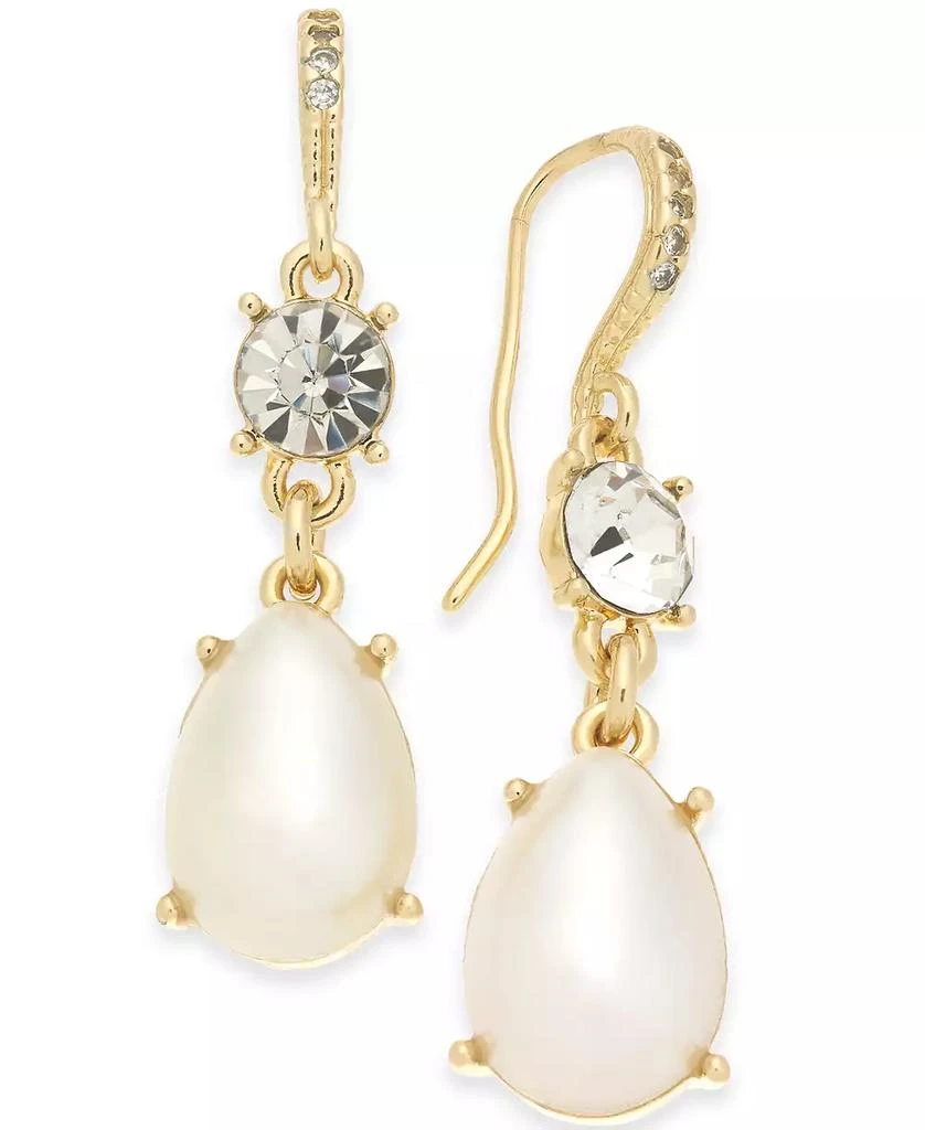 商品Charter Club|Gold-Tone Crystal & Imitation Pearl Drop Earrings, Created for Macy's,价格¥68,第1张图片