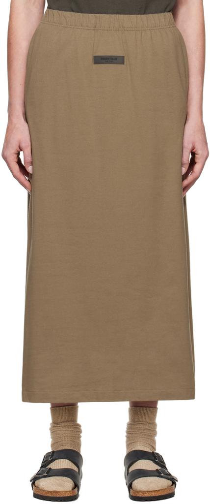 Brown Cotton Midi Skirt商品第1张图片规格展示