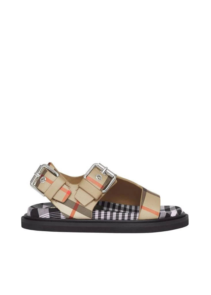 商品Burberry|Vintage check leather buckled sandals,价格¥1692,第1张图片